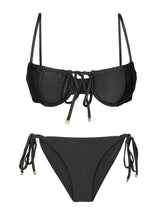 Laden Sie das Bild in den Galerie-Viewer, Product Front: Rio De Sol Set Set Shimmer-Black Balconet-Tie Cheeky-Tie-Gold