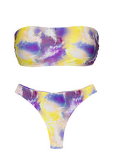 Laden Sie das Bild in den Galerie-Viewer, Product Front: Rio De Sol Set Set Tiedye-Purple Bandeau-Reto Fio