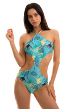 Laden Sie das Bild in den Galerie-Viewer, Model Front: Rio De Sol Badeanzug Body Flower Geometric