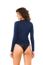 Laden Sie das Bild in den Galerie-Viewer, Model Back: Rio De Sol Oberteil Navy Rash-Guard