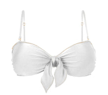 Laden Sie das Bild in den Galerie-Viewer, Product Front: Rio De Sol Oberteil Top Shimmer-White Bandeau-Knot