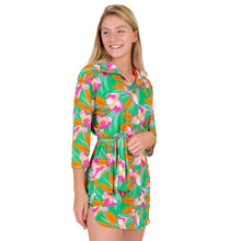 Laden Sie das Bild in den Galerie-Viewer, Gallery: Rio De Sol Hemdblusenkleid Green Bloom Chemise
