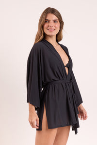 Image 03: Rio De Sol Strandkleid Black Kimono