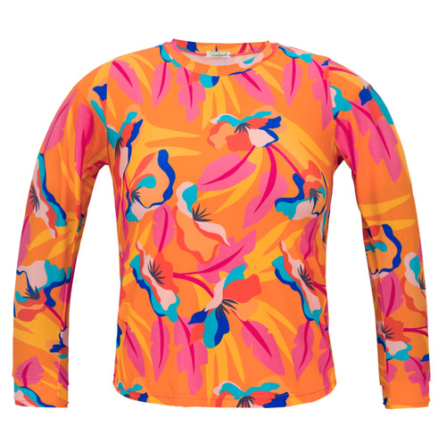 Product Front: Rio De Sol Oberteil Top Orange-Bloom Rash-Guard