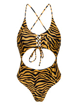 Laden Sie das Bild in den Galerie-Viewer, Product Front: Rio De Sol Badeanzug Wild-Orange Ivy Strap

